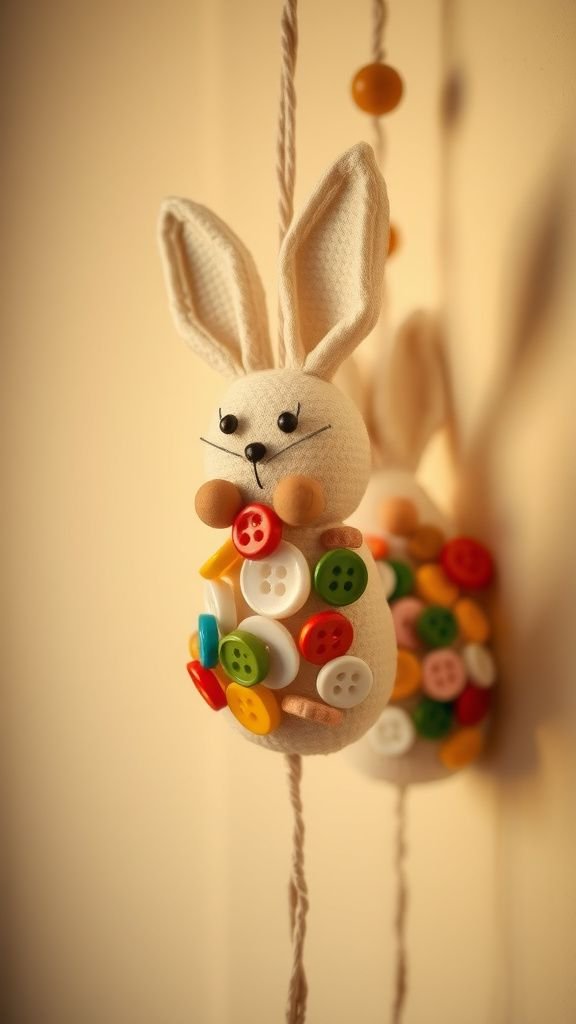 Button bunnies with colorful, tactile details