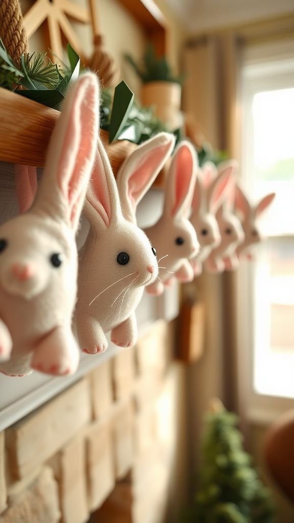 Felt bunnies with soft whisker details