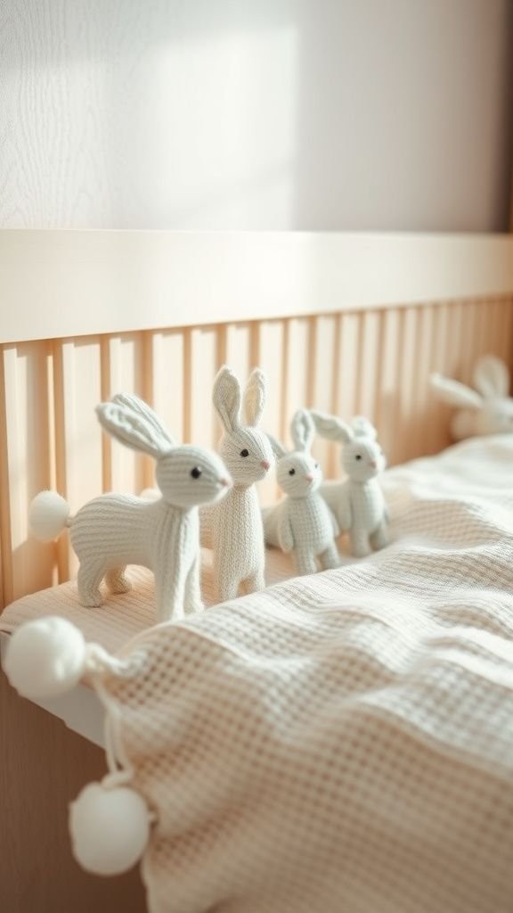 Knitted mini bunnies on a thin garland