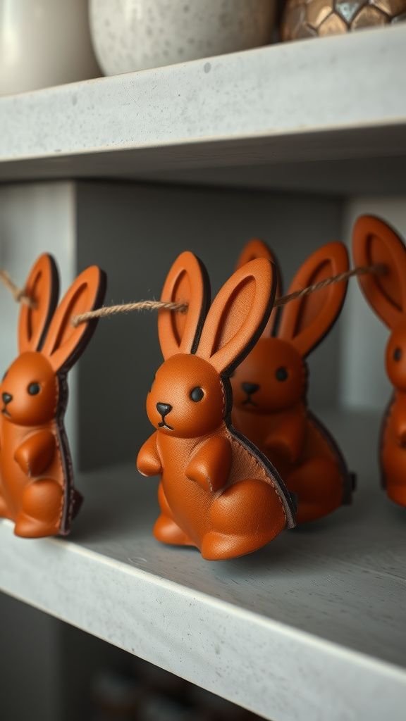 Leather charm bunnies with clean modern lines