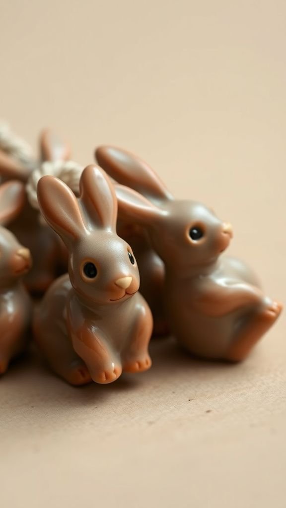 Mini clay bunny charms with glazed finish