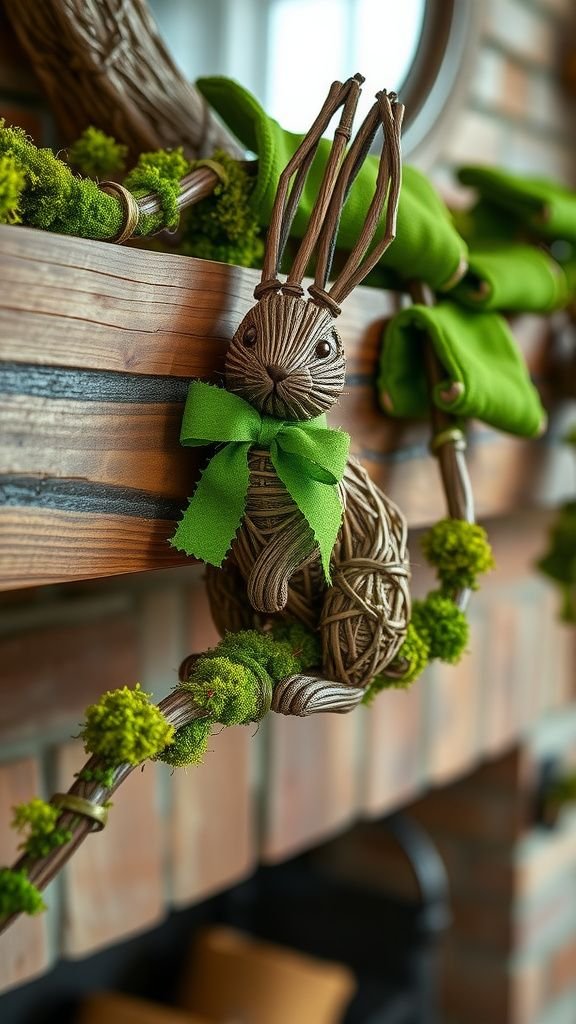 Nature-inspired twig and moss bunnies