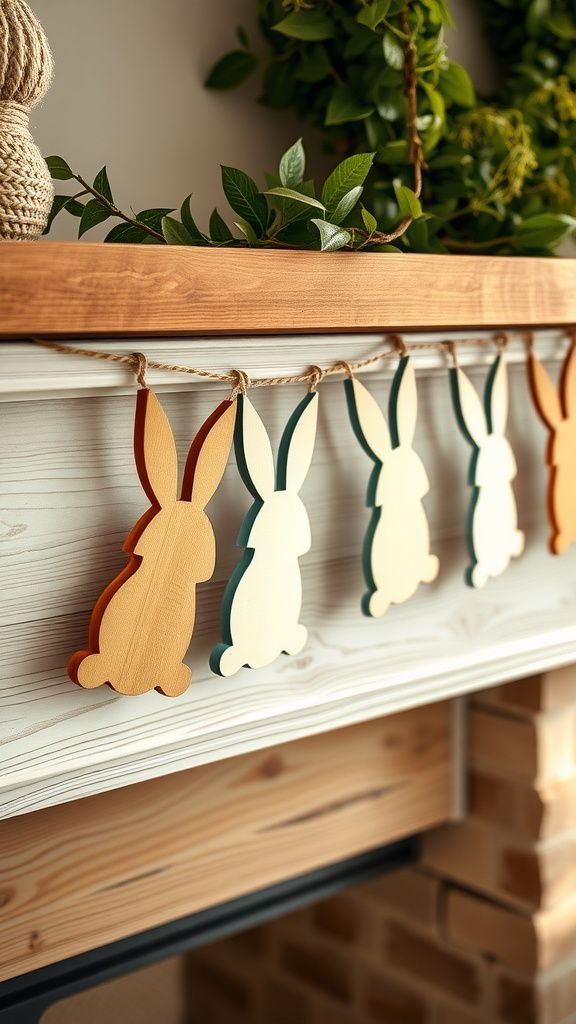 Wooden bunny silhouettes with rustic grain