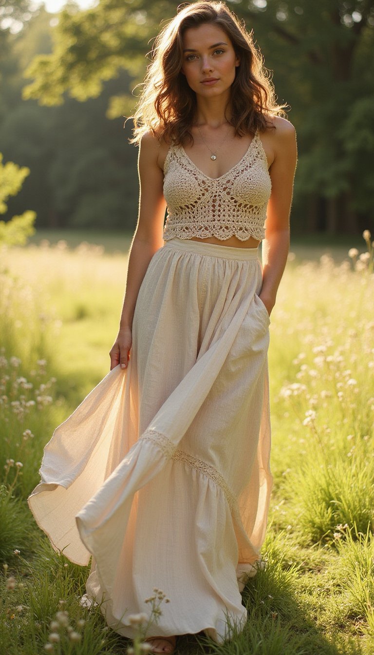Crochet Top with Maxi Skirt