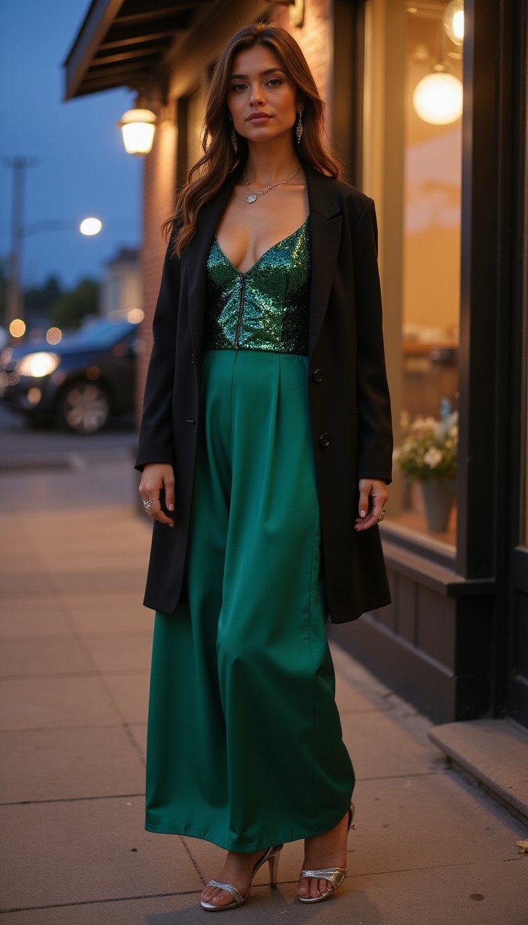 Sequined Green Party Dress