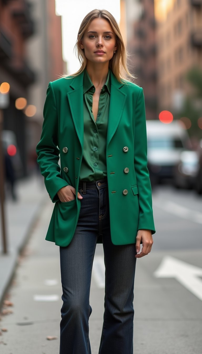 Tailored Emerald Blazer and Jeans