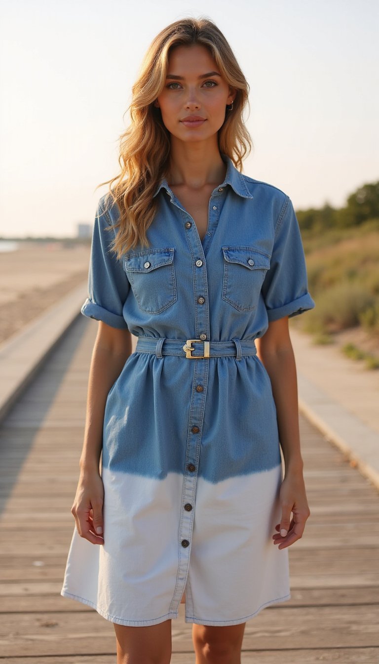 Bleached Ombre Denim Dress