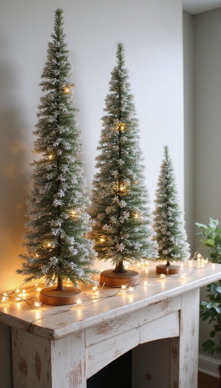 Antique-look Bottle Brush Trees for Mantel Play