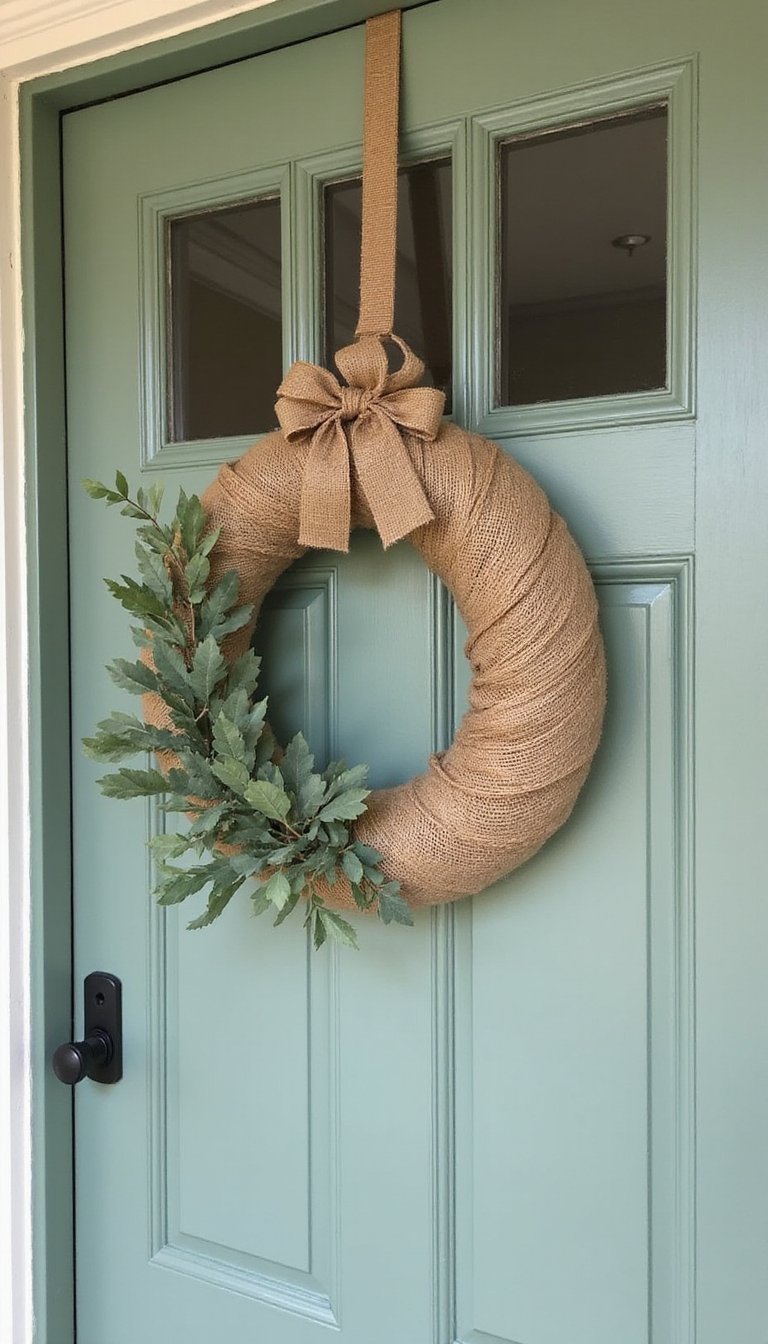 Burlap-Wrapped Wreath for Front Door Charm