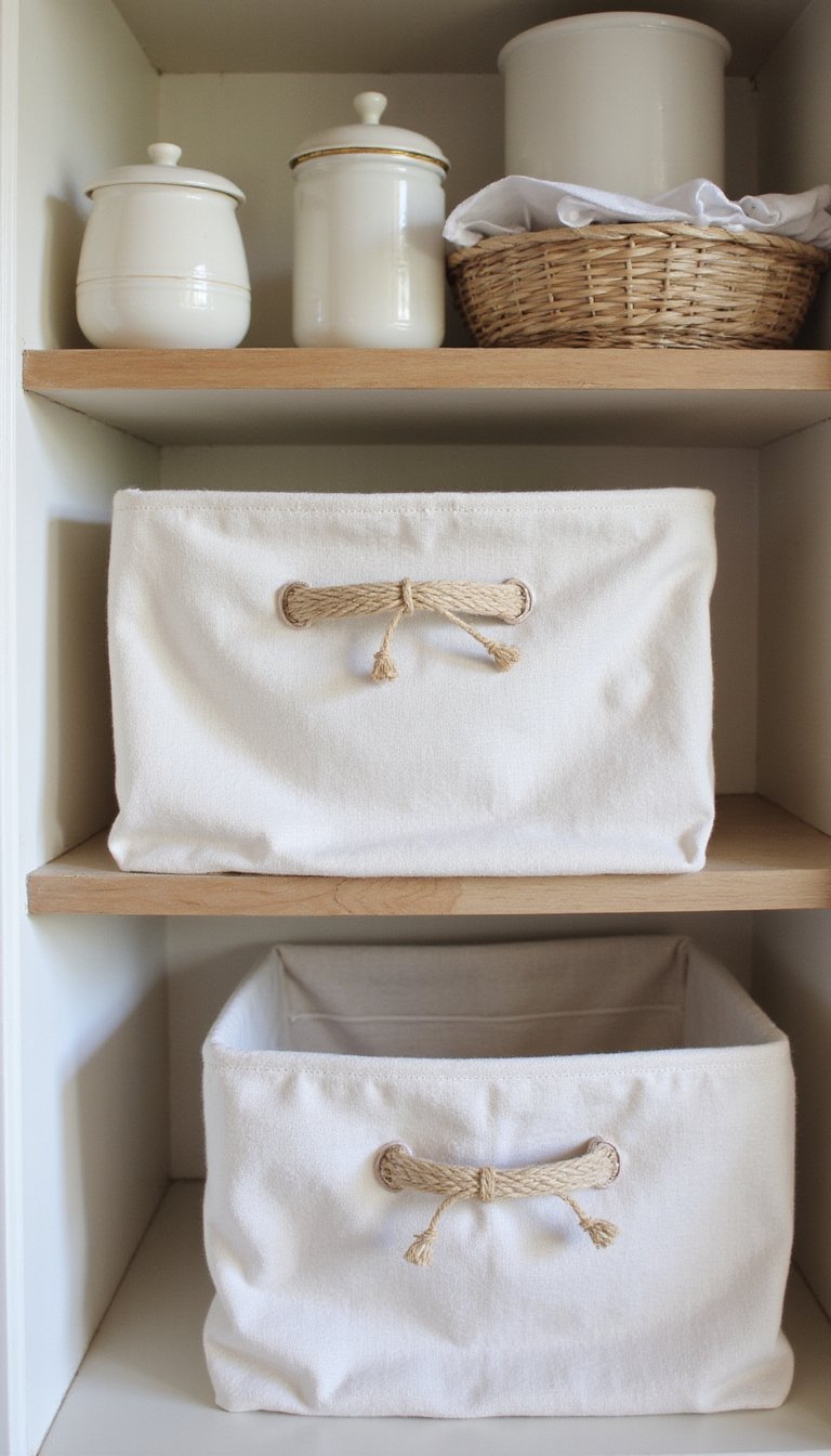 Fabric-covered Storage Boxes for Open Shelving