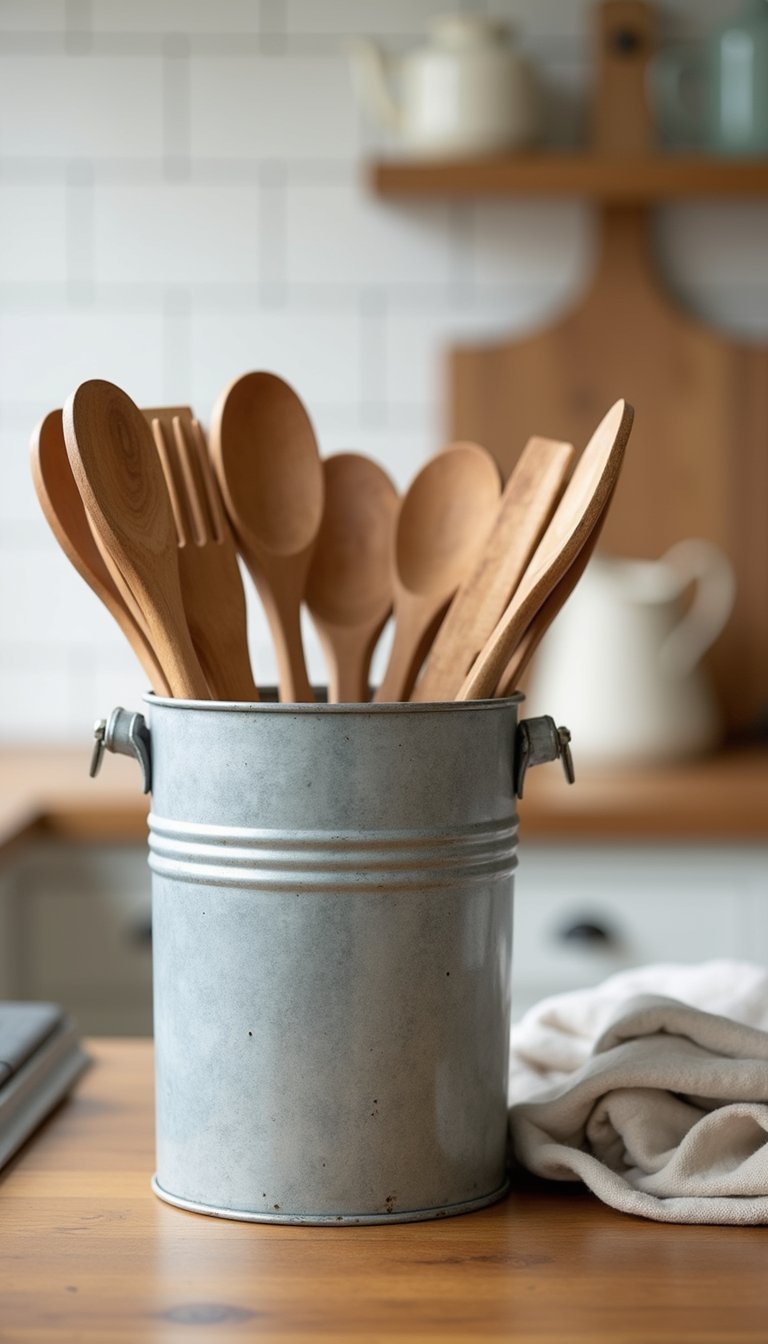 Galvanized Metal Utensil Caddy? Quick kitchen fix