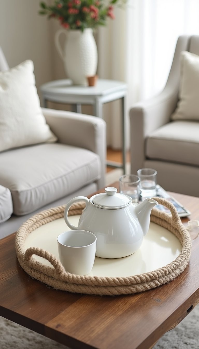 Layered Tray with Rope Edge for Serving Style