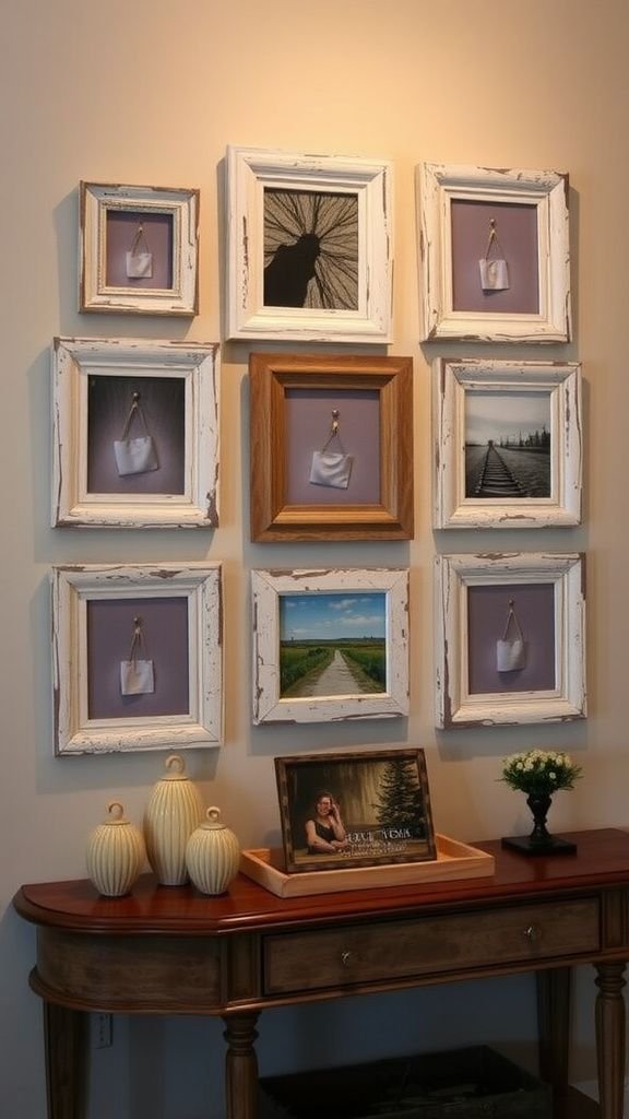 Distressed picture frames with layered photographs