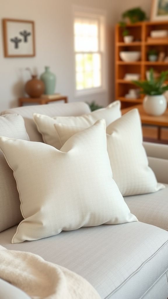 Farmhouse pillow covers from simple drop cloth fabric