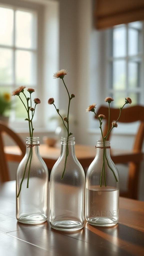 Vintage-look milk bottles for breakfast nook