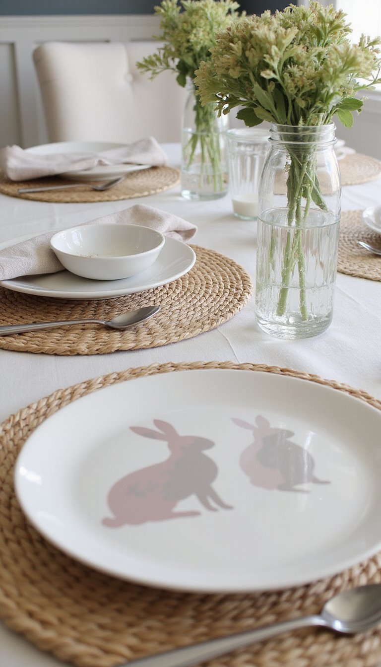 Bunny motif placemats for casual meals