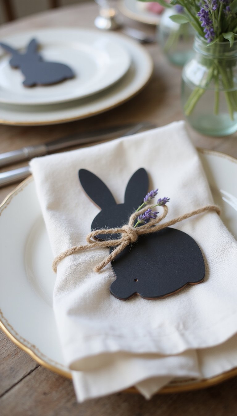 Bunny-shaped chalkboard place cards