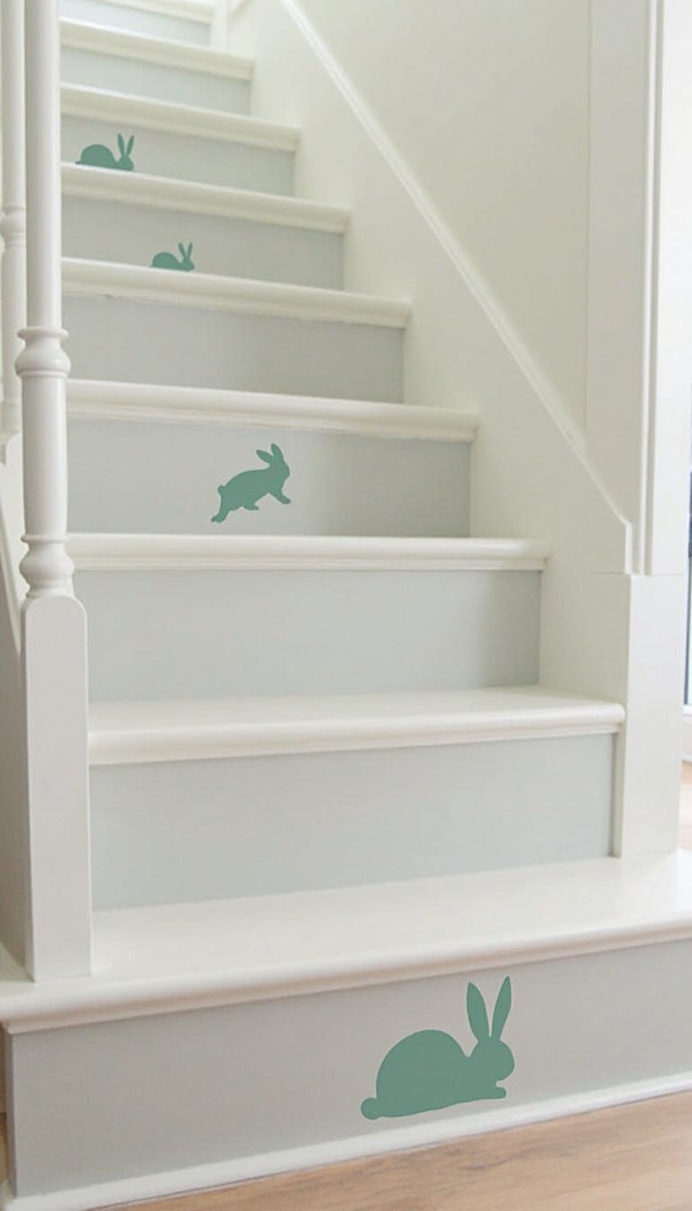 Bunny-themed stair riser decals for a playful touch