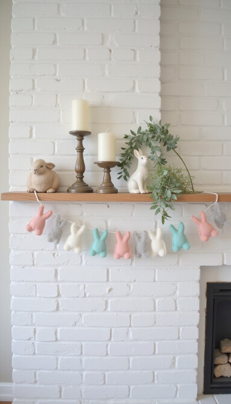 Hand-sewn felt bunny garland for mantels