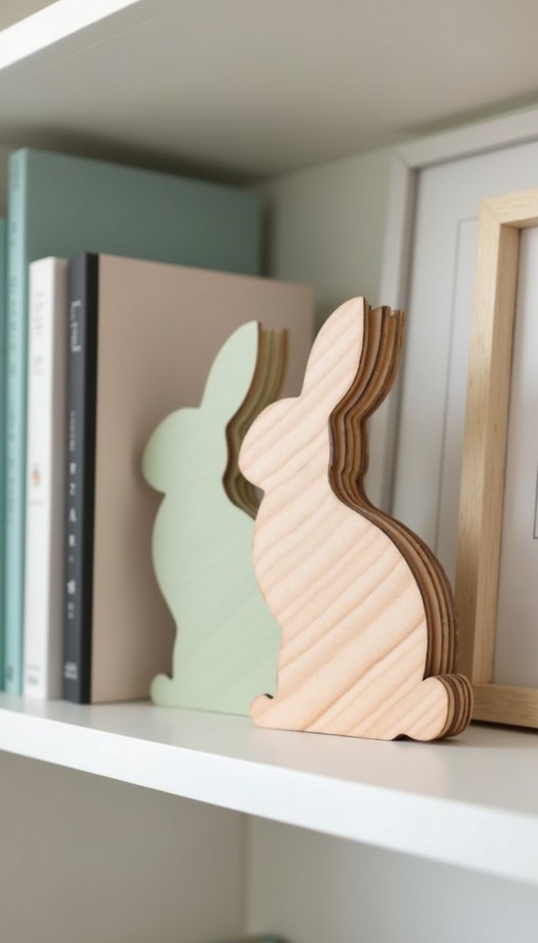 Mini wooden bunny silhouettes for shelves