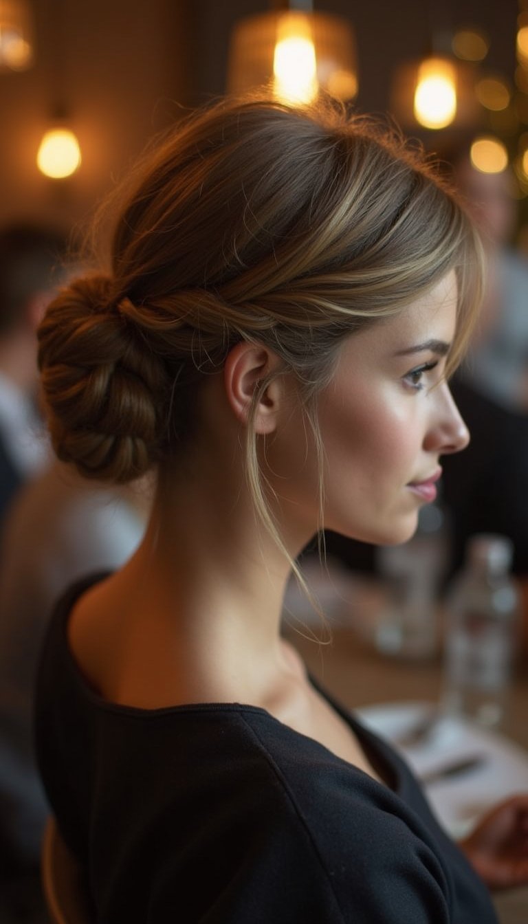 Braided Low Bun For Effortless Evening Glam