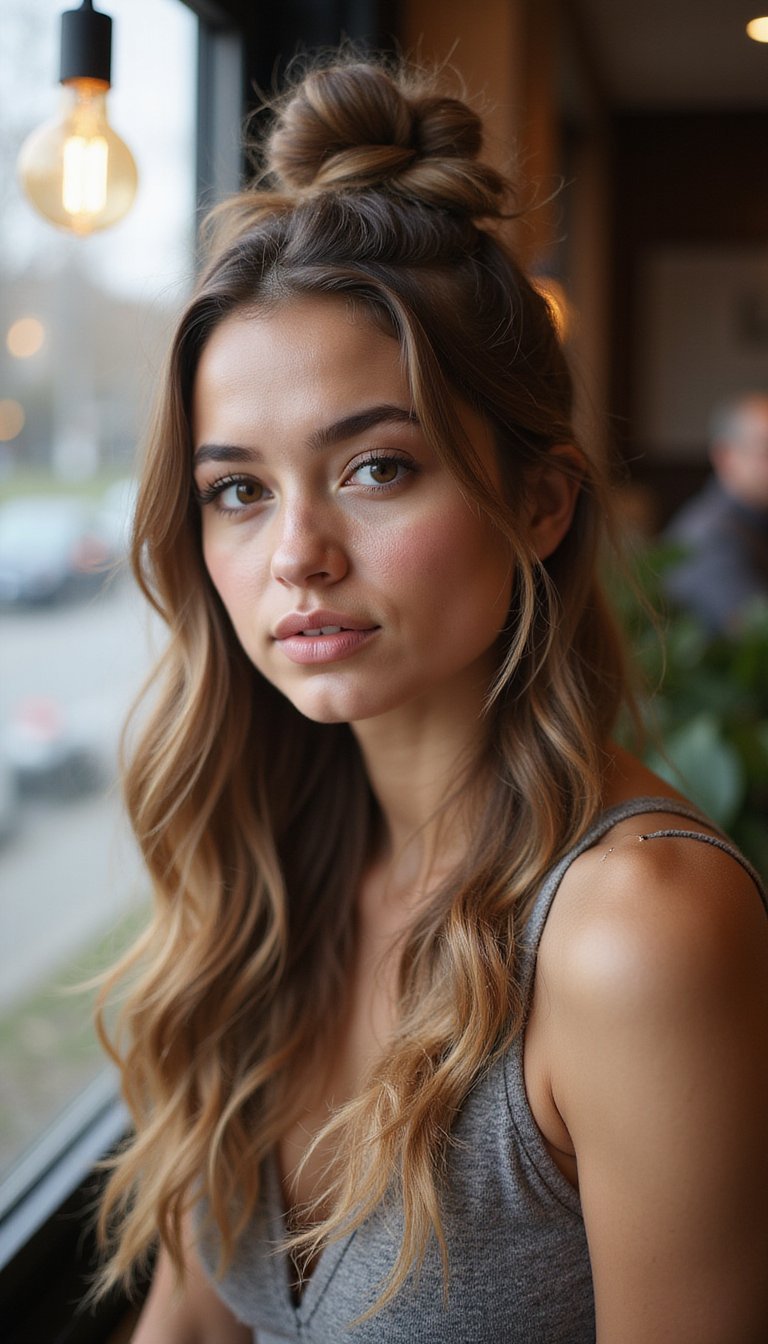 Half-Up Top Knot For Casual Chic Days