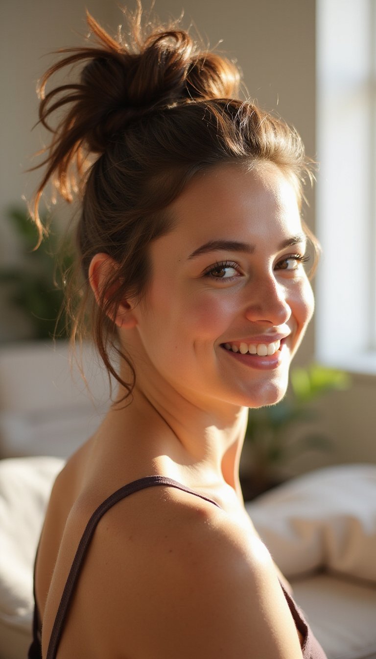 Quick Top Knot With A Voluminous Crown