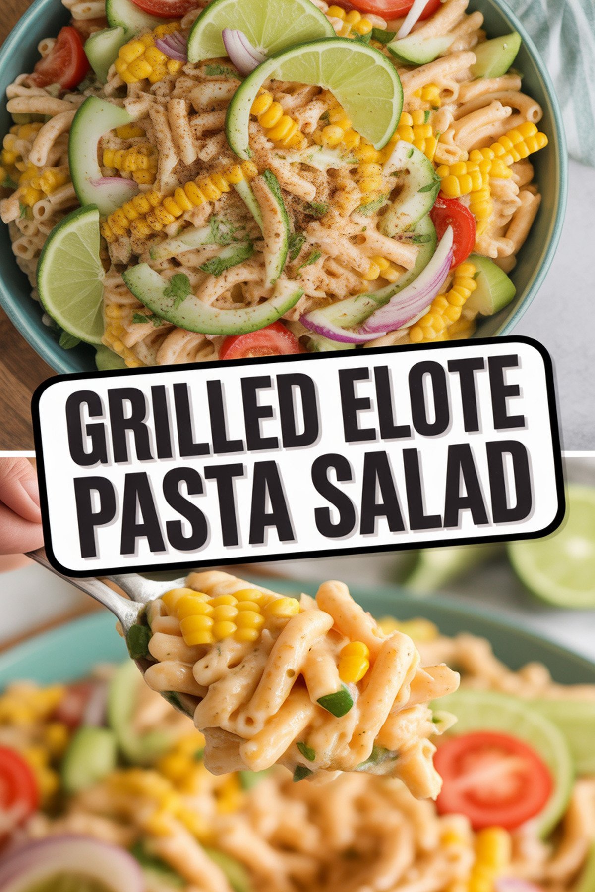 Grilled Elote Pasta Salad recipe idea in stylish layout