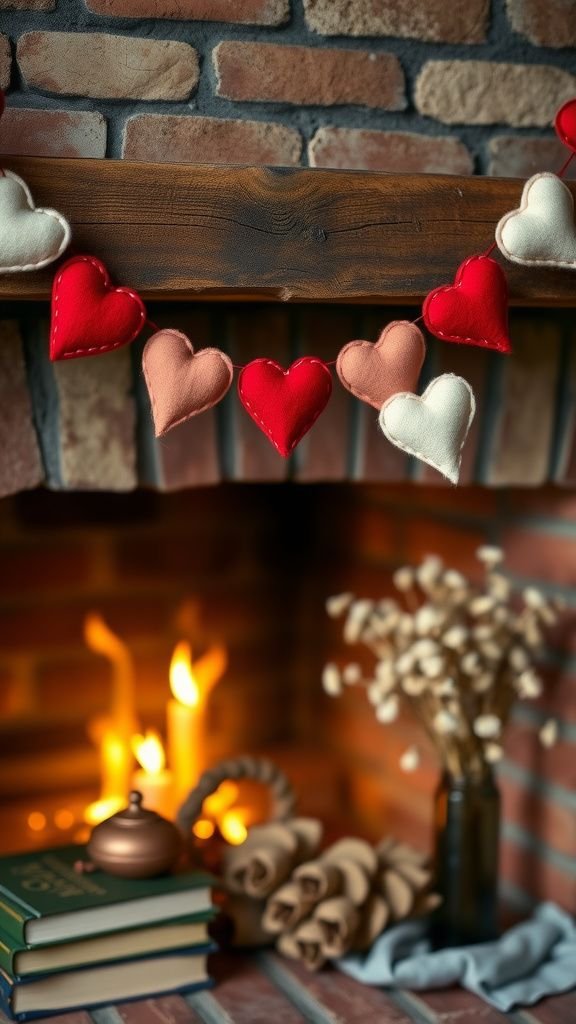Felt heart garland for mantel and tiny celebrations