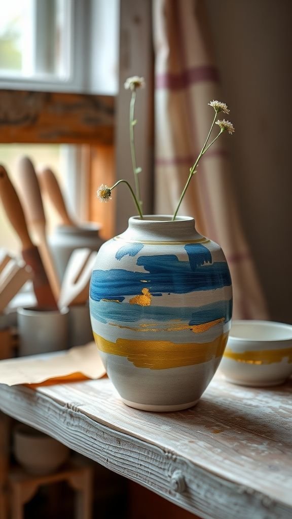 Hand-painted ceramic vase with loose brushwork