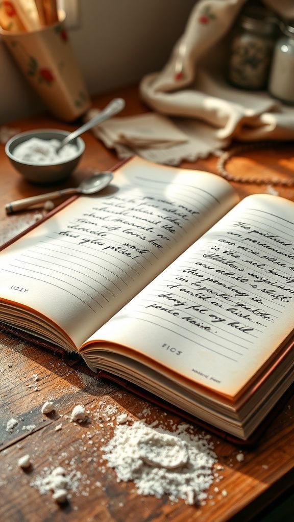 Handwritten family recipe book bound with love