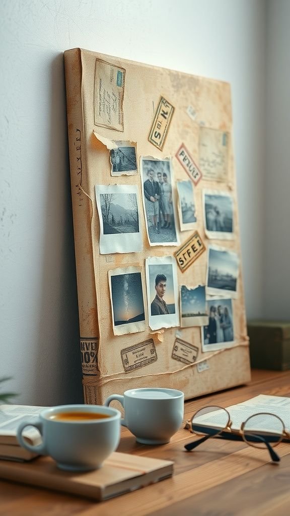 Mixed-media photo collage on a textured canvas