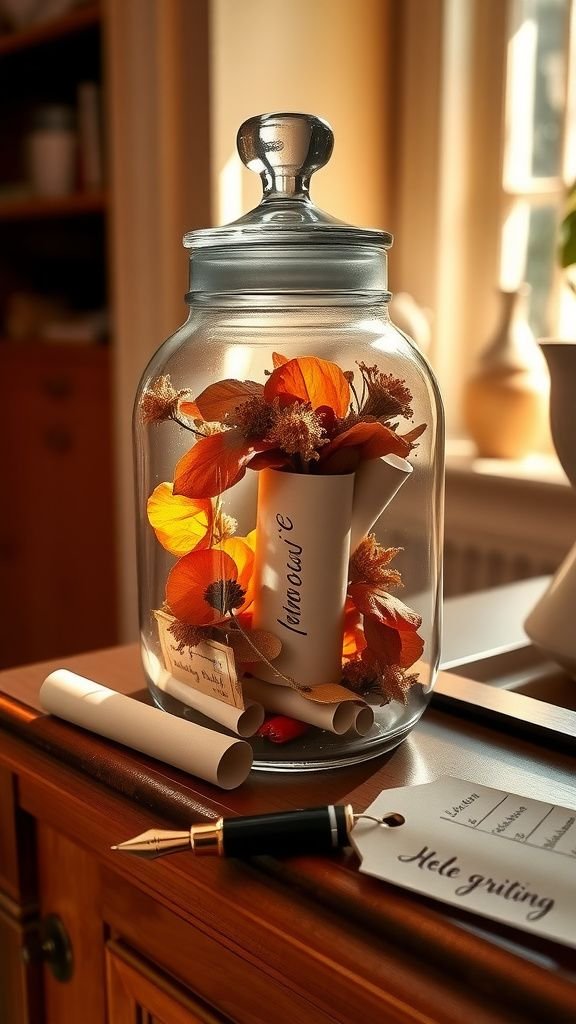 Personalized memory jar filled with notes and trinkets