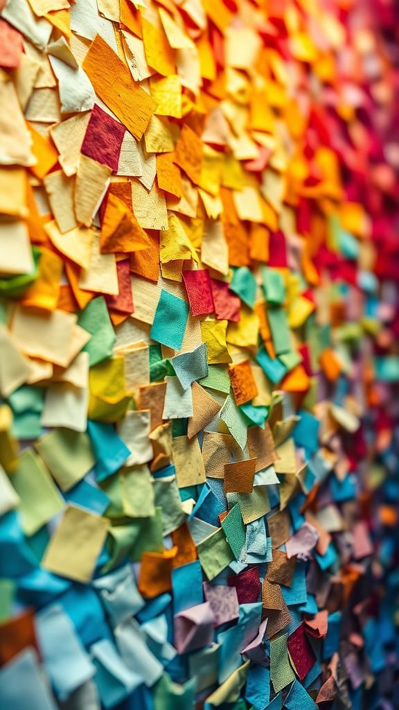 Rainbow paper mosaic collage on a canvas