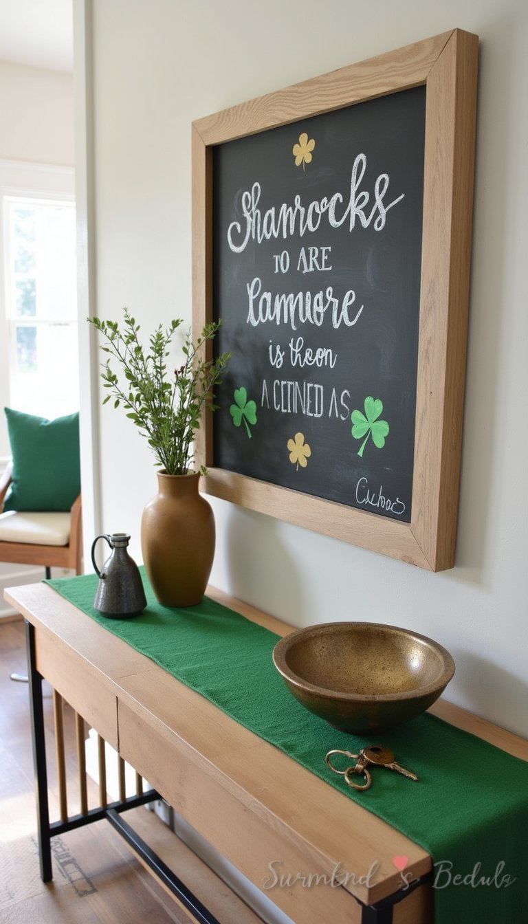 St. Paddy's Entryway Welcome Board with Chalk Art