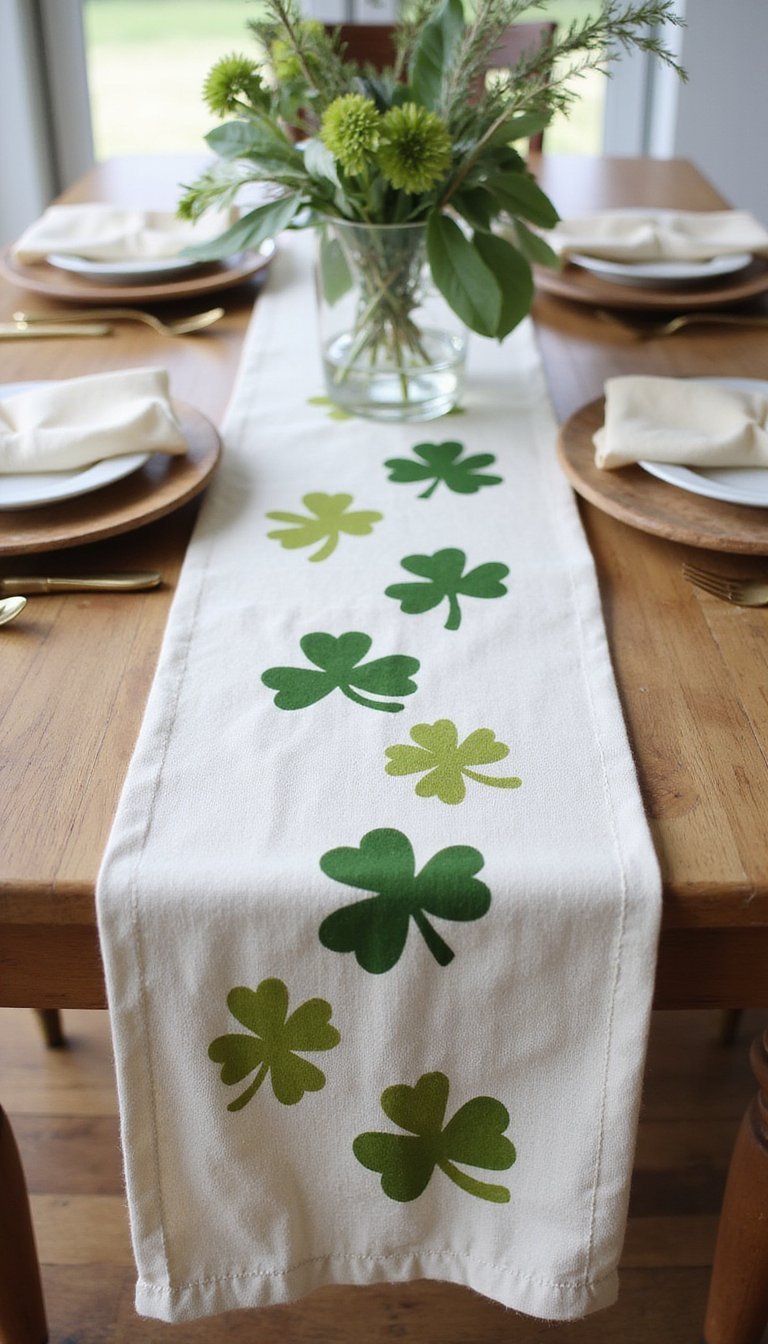 St. Patrick's Day Table Runner with Natural Textures